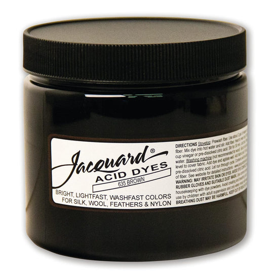 Jacquard Acid Dye for Wool, Silk and Other Protein Fibers, 8 Ounce Jar, Concentrated Powder, Brown 635