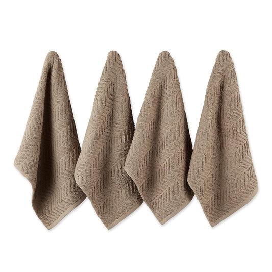 DII Design Luxury Barmop Collection Chevron Dishtowel Set, 16x19, Stone, 4 Piece