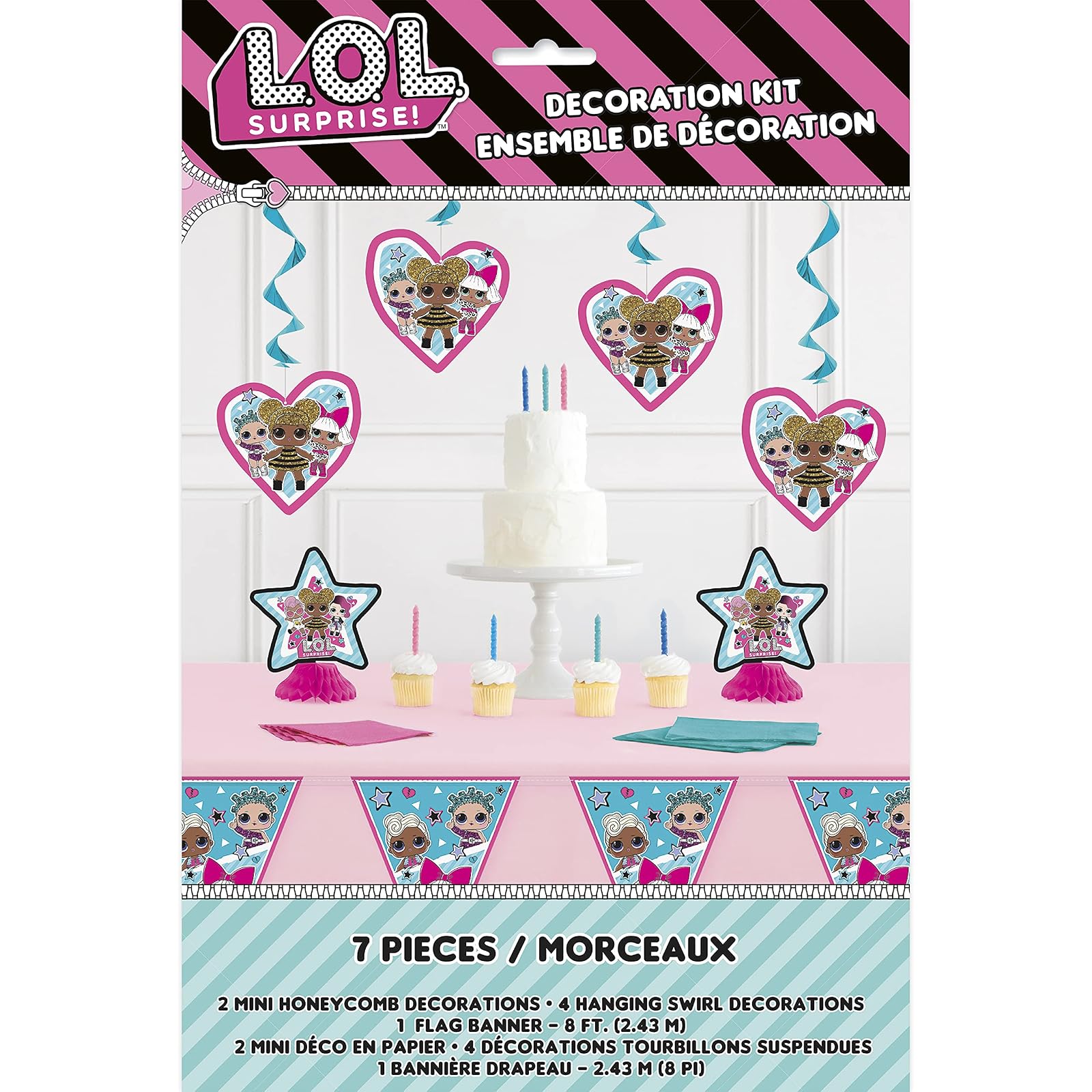 Unique Industries Unique Party 23787 LOL Surprise Party Decoration Kit, Set of 7, Multicolour