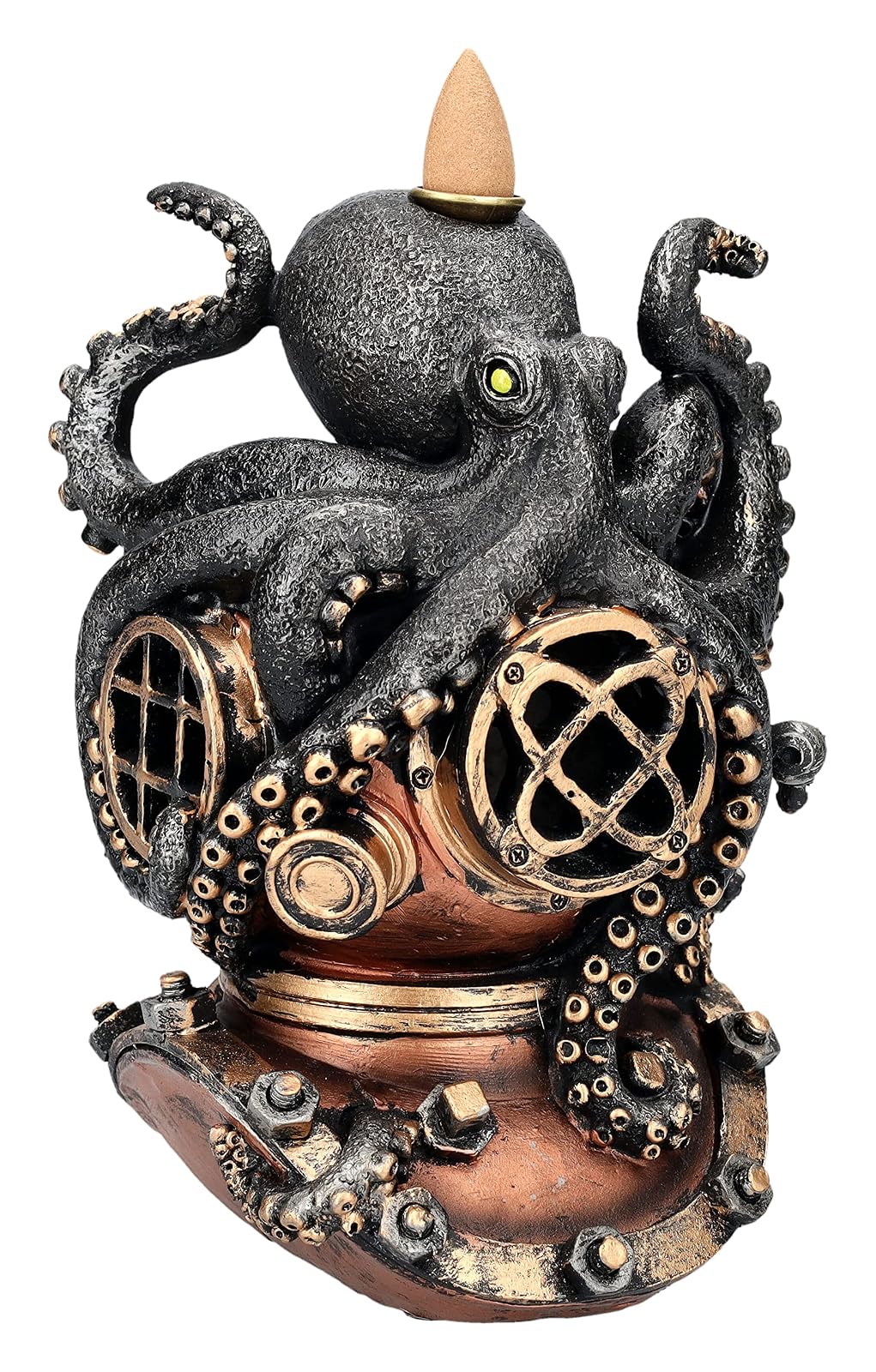 Pacific Trading 7" Kraken on Divers Helmet Backflow Incense Burner Resin Figurine