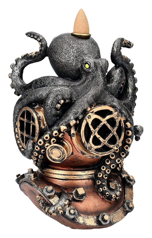Pacific Trading 7" Kraken on Divers Helmet Backflow Incense Burner Resin Figurine