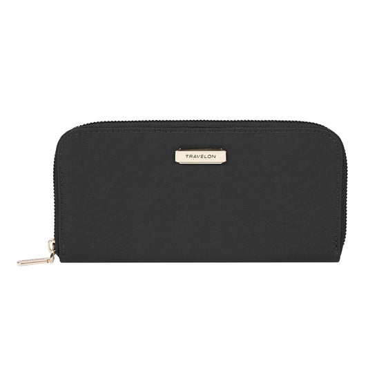 Travelon RFID Blocking Single Zip Wallet, Black