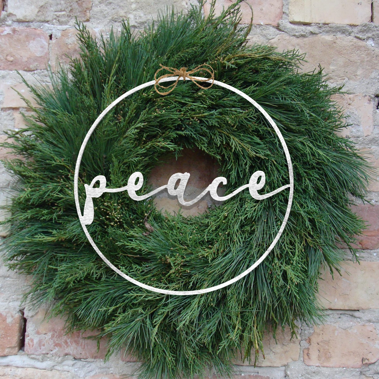 ROCC RUSTED ORANGE CRAFTWORKS CO. Minimalist Christmas Greetings Peace 11.5"- Metal Holiday Sign for Front Door Noel Merry Peace Joyful Wreath Insert decoracion de Navidad Rustic Christmas Sign Xmas