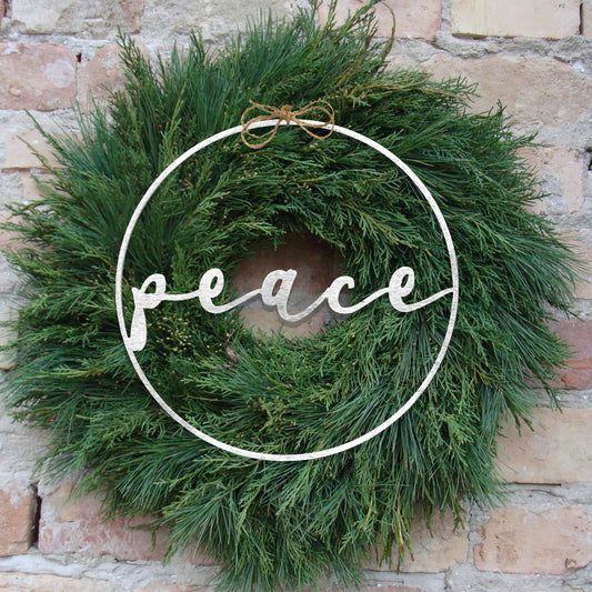 ROCC RUSTED ORANGE CRAFTWORKS CO. Minimalist Christmas Greetings Peace 11.5"- Metal Holiday Sign for Front Door Noel Merry Peace Joyful Wreath Insert decoracion de Navidad Rustic Christmas Sign Xmas