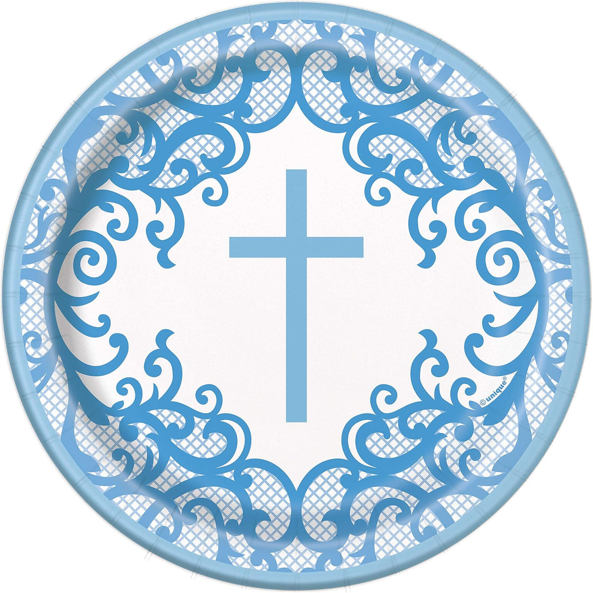 Unique Dishware Plate, cross, Blue