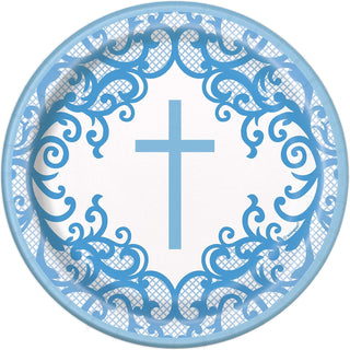 Unique Dishware Plate, cross, Blue