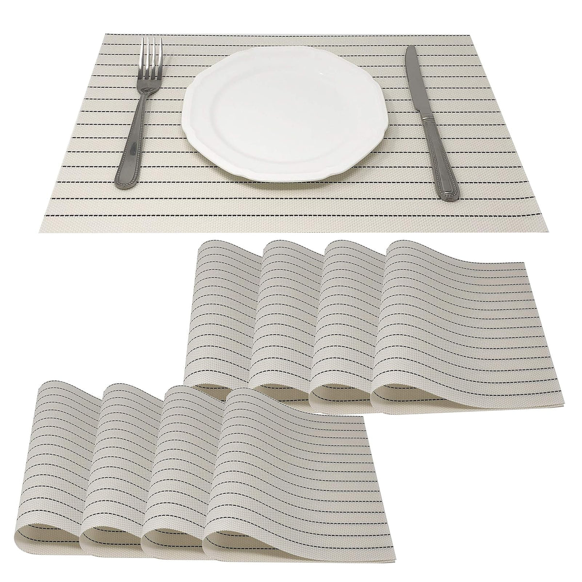 allgala Placemat, 18 x 12 inches, Black Stripe on White