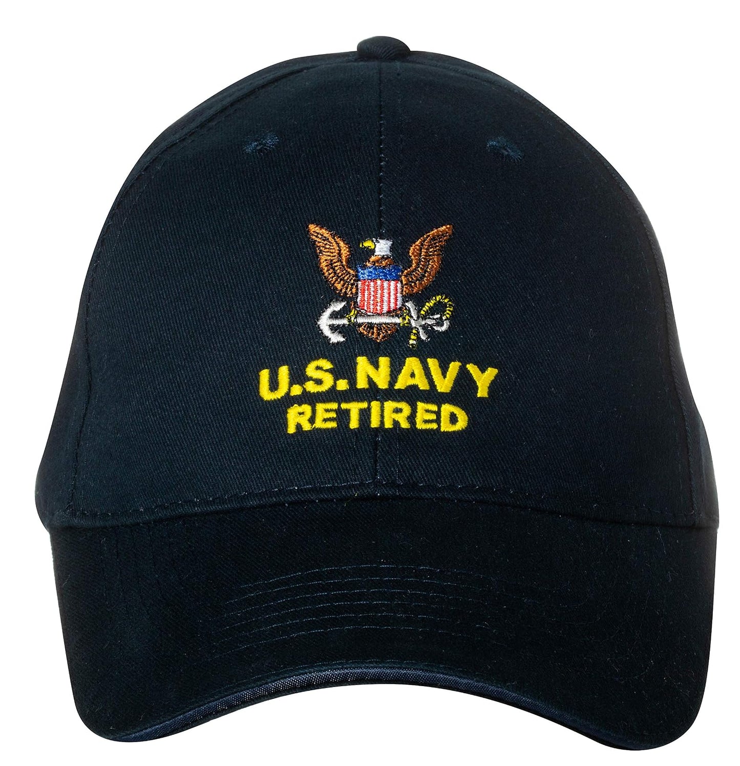 Eagle Crest U.S. Navy Caps Retired Direct Embroidered Cap, Black, Adjustable