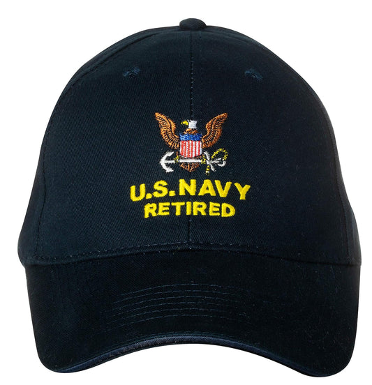 Eagle Crest U.S. Navy Caps Retired Direct Embroidered Cap, Black, Adjustable