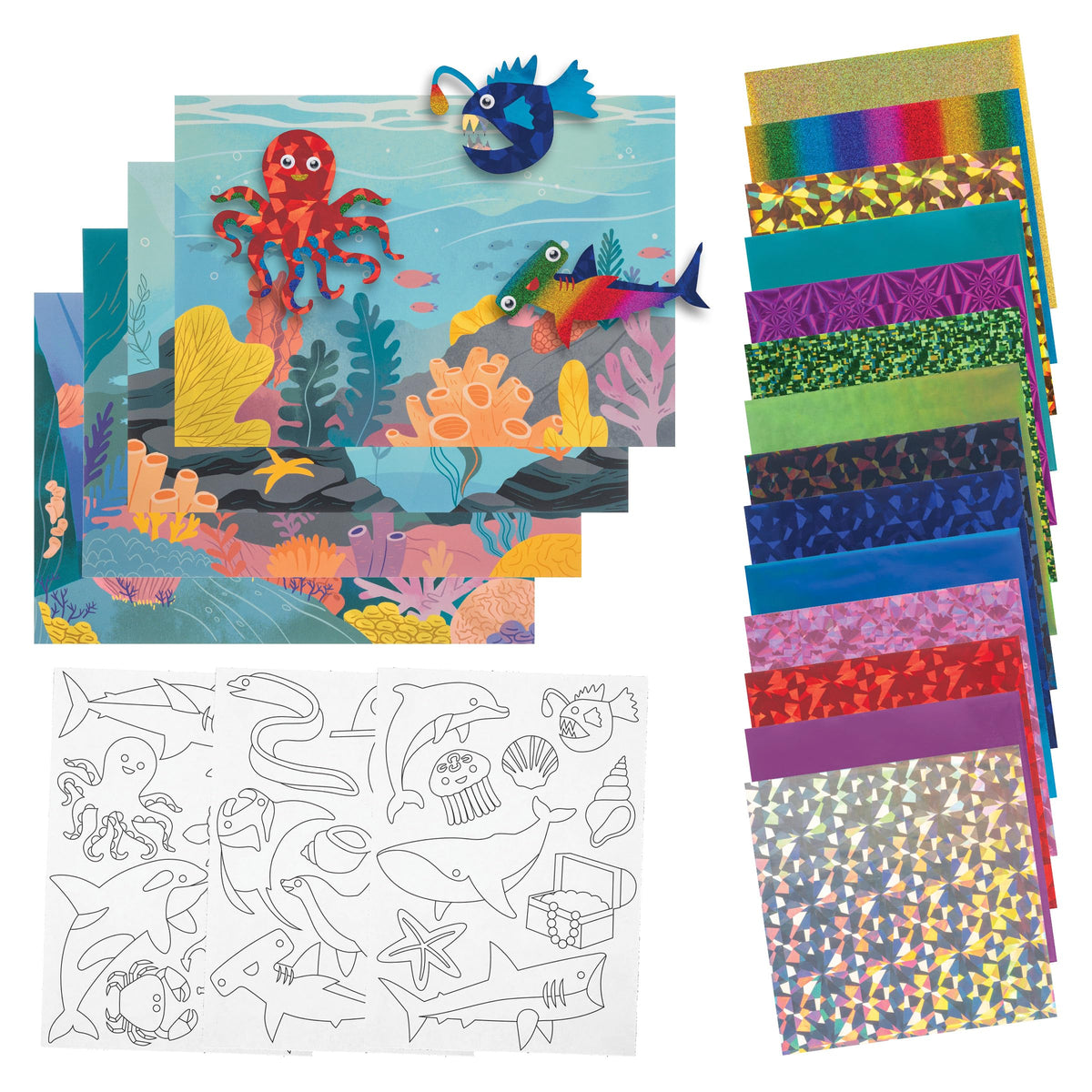 Stephen Joseph Foil Sticker Kit for Kids, Sea 24-Piece Foam Sticker Craft