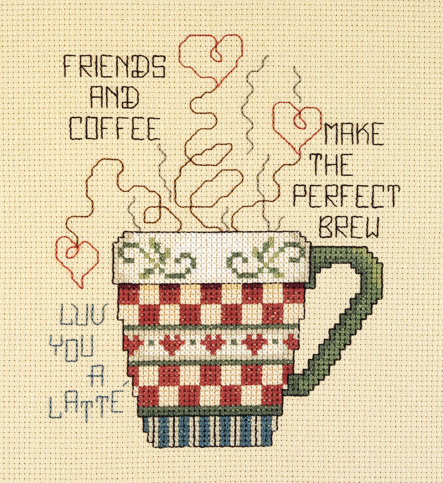 Design Works Crafts Janlynn Cross Stitch Kit, 5-Inch by 6-Inch, Friends and Coffee