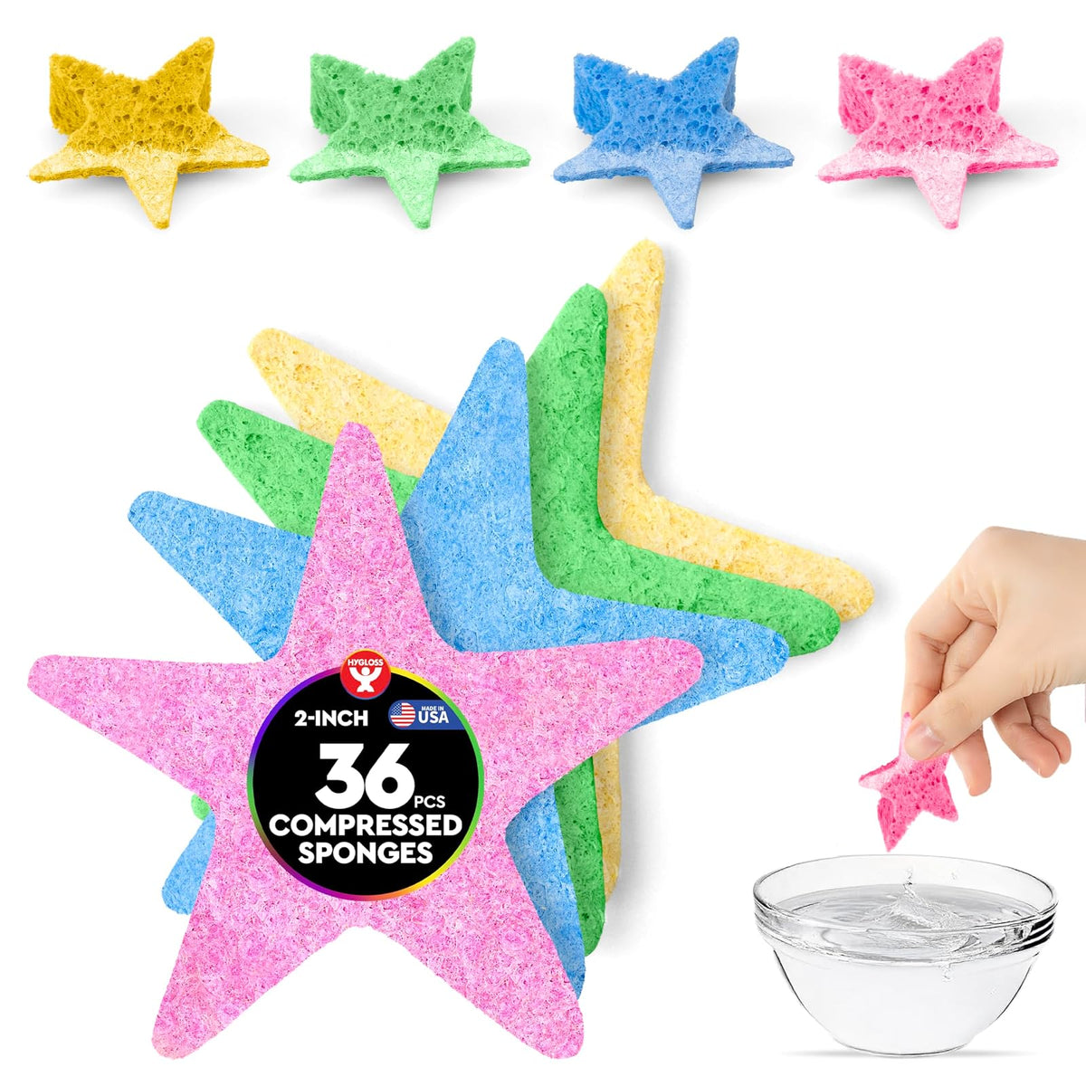 Hygloss Utility Sponge, 36 Pcs, Multicolored