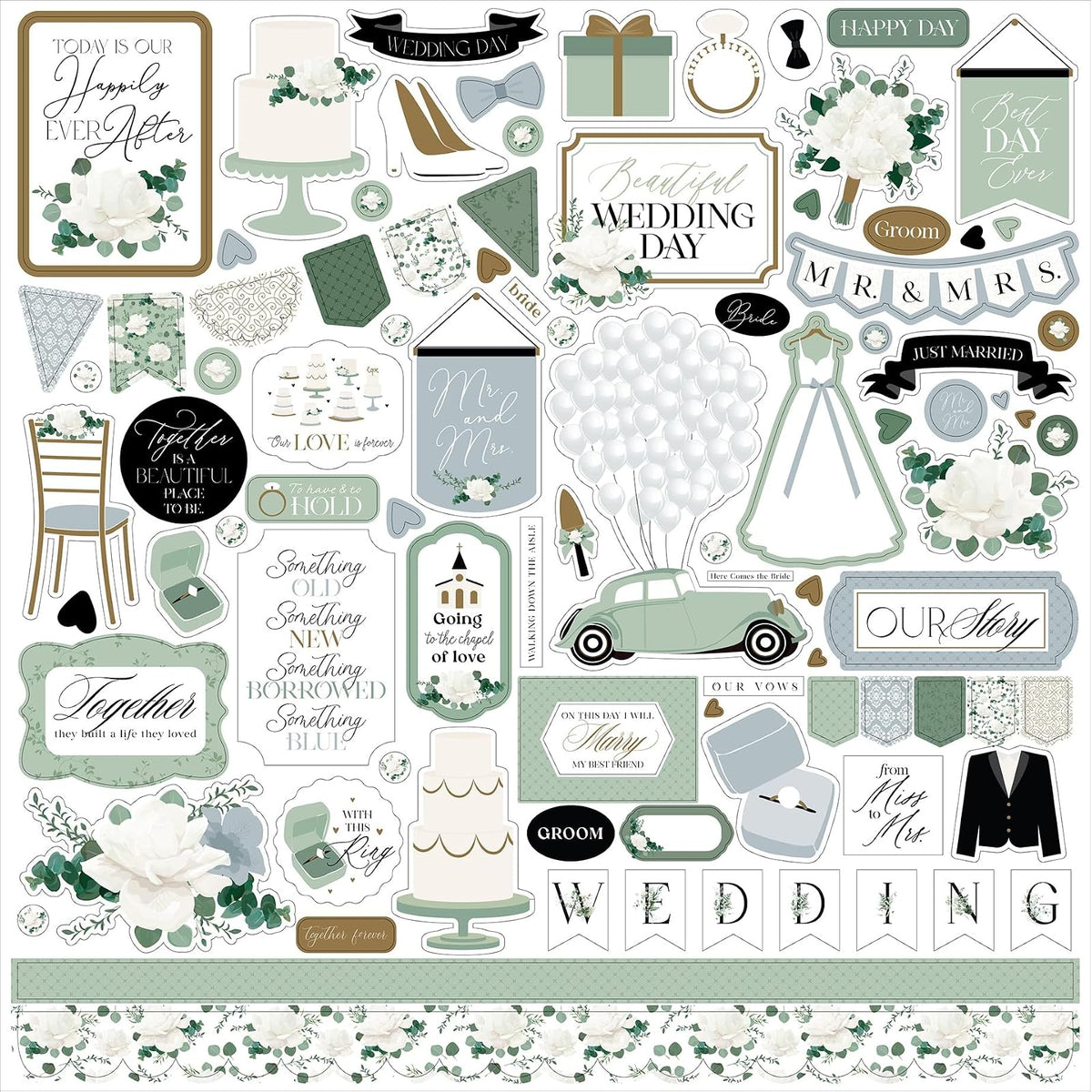 Echo Park Paper Sticker Decal, 12"x12", Multi-colored
