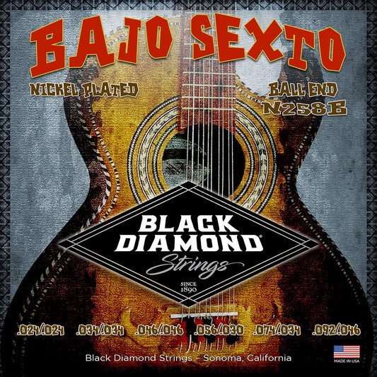 Black Diamond Strings® N258B Bajo Sexto Nickel (Ball) 024/.024 | .034/.034 | .046/.046 | .030/.056 | .074/.034 | 092 .046