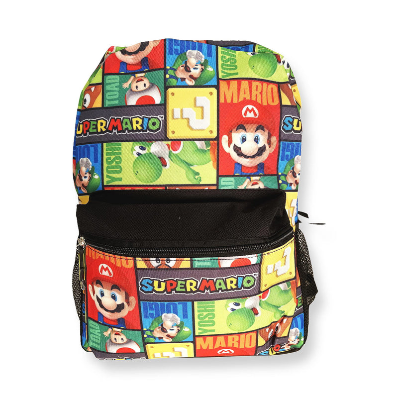 Super Mario all over 16 inch Backpack, Blue, Large