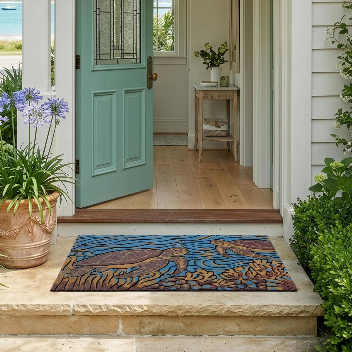 Home Furnishings By Larry Traverso Rug, 18" x 30", Sea Turtle Sanded