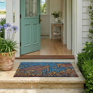 Home Furnishings By Larry Traverso Rug, 18" x 30", Sea Turtle Sanded