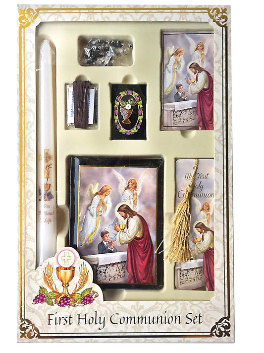Christian Brands Boys Blessed Sacrament Deluxe First Communion Gift Box Set with Candle