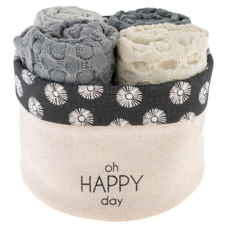 Karma Waffle Weave Dishcloth Set/Holder Oh Happy Day