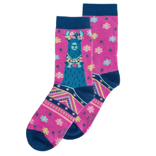 Karma Gifts Crew Sock, 0.1 Pound, HOT PINK LLAMA