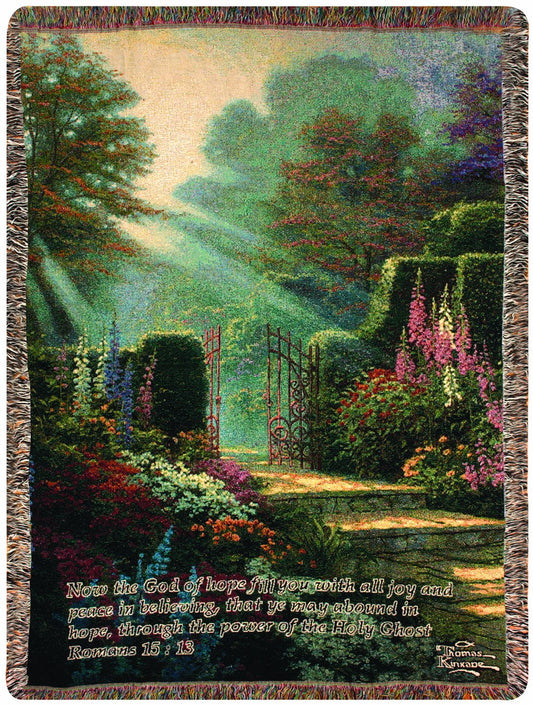 Manual Inspirational Collection Tapestry Throw with Verse, Garden of Grace by Thomas Kinkade, 50 X 60-Inch