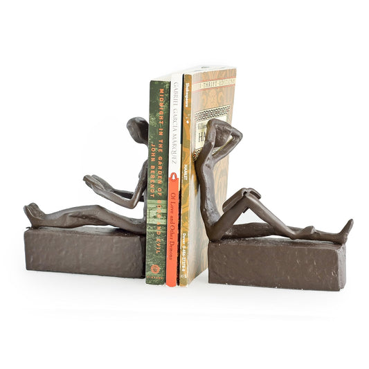 Danya B. Man and Woman Reading Metal Bookend Set, Decorative Book Shelf D√©cor for Home or Office, Gift for Avid Reader, Book Enthusiast for Housewarming, Birthday or Holiday