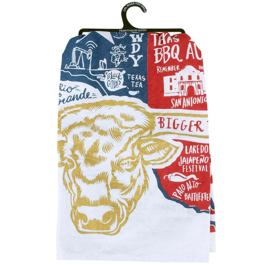 Texas State Dish Towel Primitives by Kathy