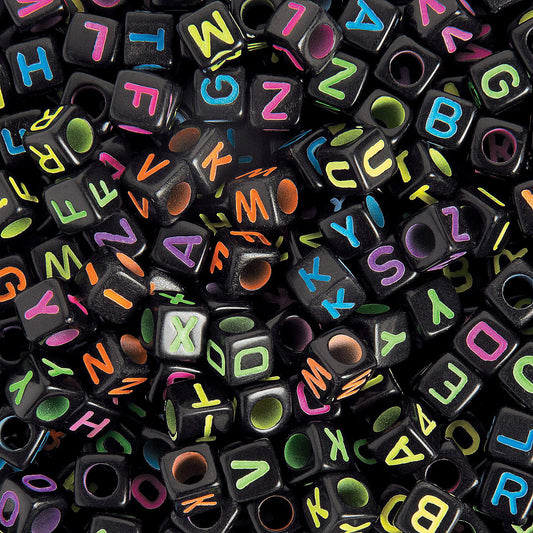 Black Square with Neon Alphabet Bead - Crafts for Kids and Fun Home Activities