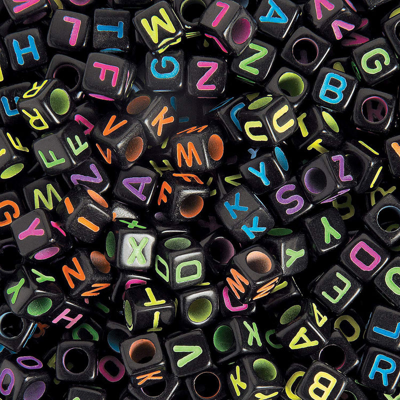 Black Square with Neon Alphabet Bead - Crafts for Kids and Fun Home Activities