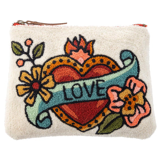 Karma Cosmetic Case, Heart, Embroidered Carry All
