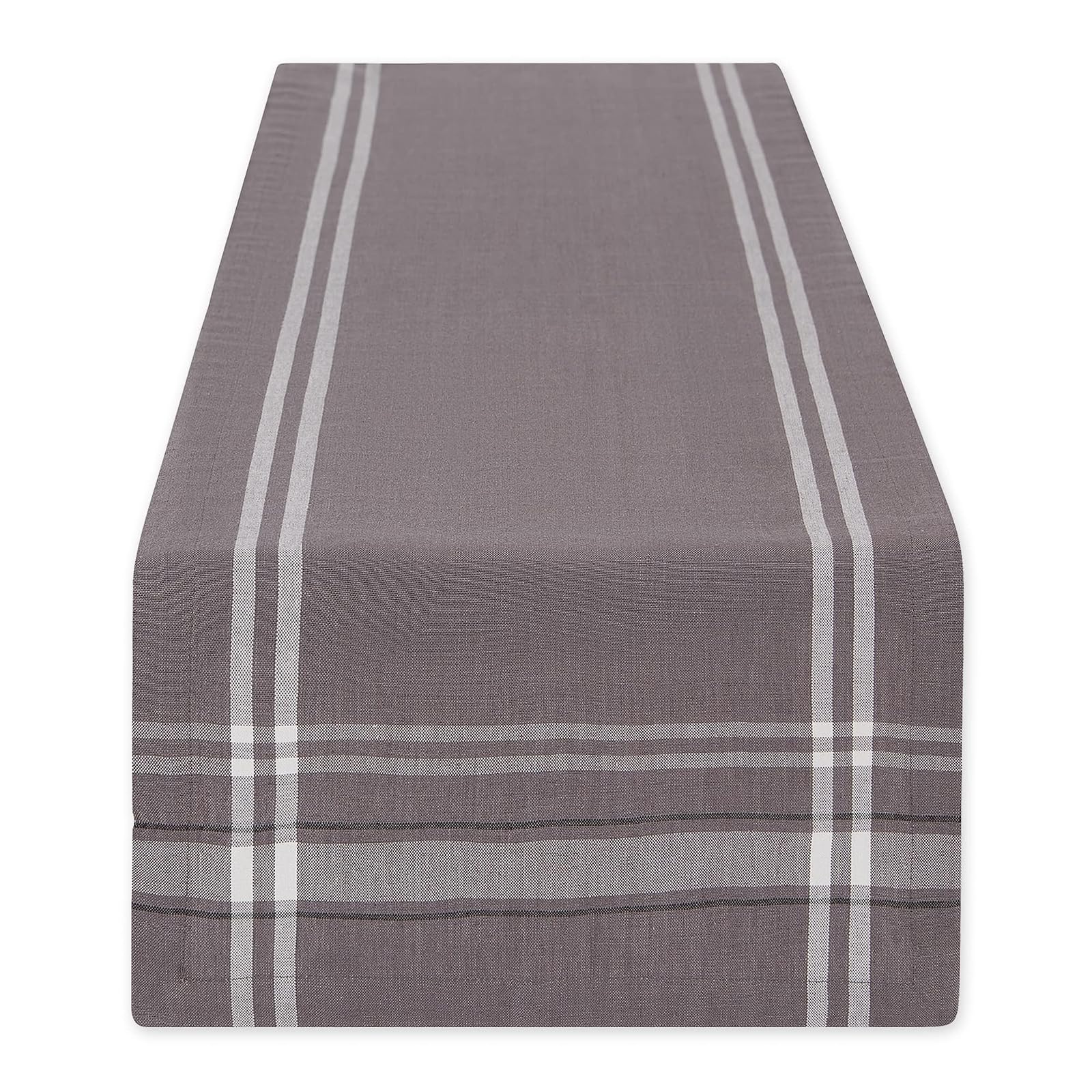 DII Design Kitchen Essentials Everyday French Stripe Tabletop Collection, Table Runner, 14x72, Gray Chambray