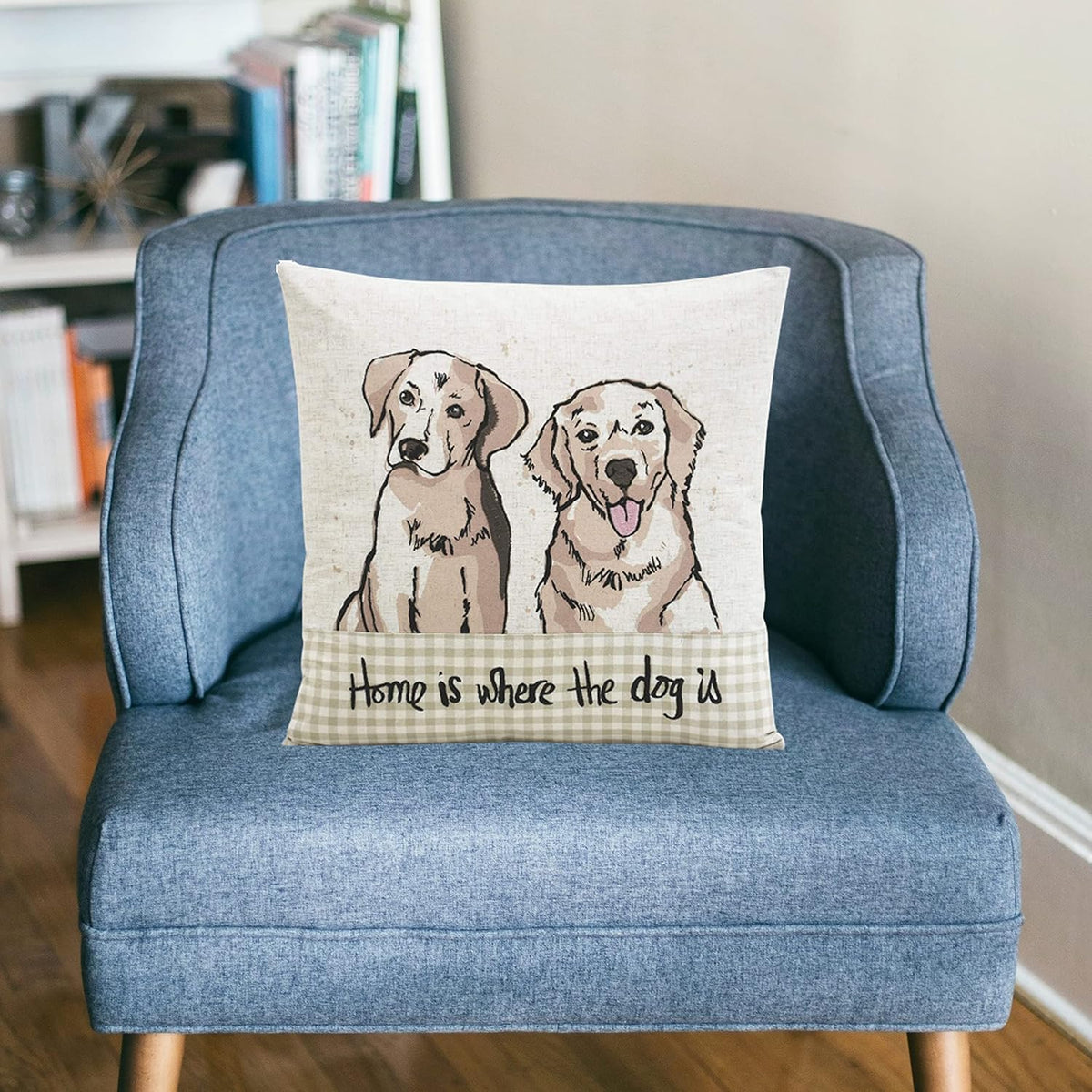 Comfy Hour Doggyland Collection Square 14inch Home is Where The Dog is Sofa Throw Pillow, Polyester