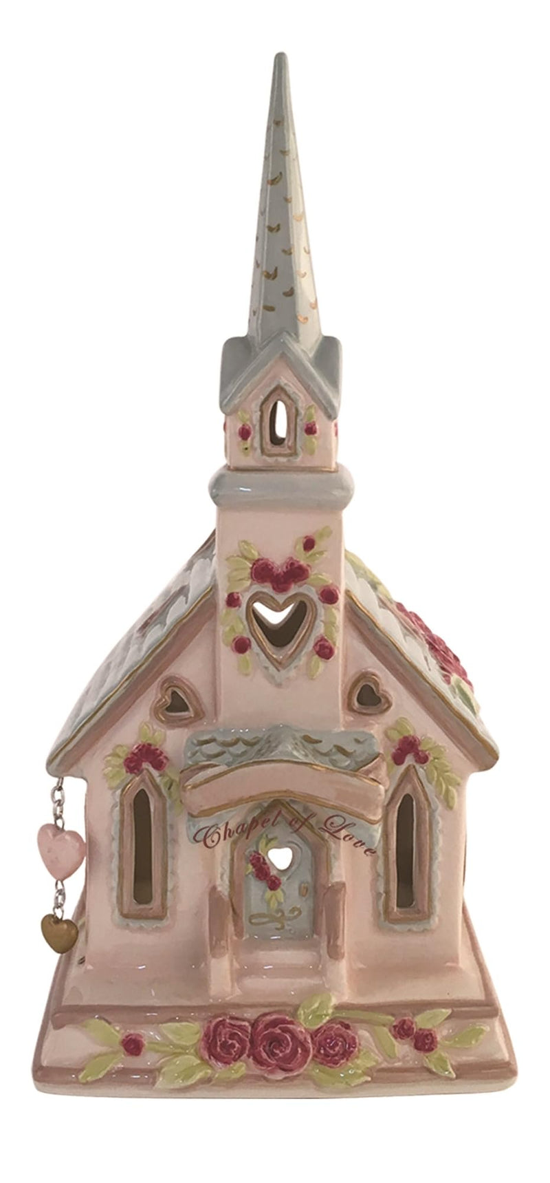 Blue Sky Clayworks Chapel of Love Candle House, 10-inch Height, Multicolor, Valentines Day, Tabletops