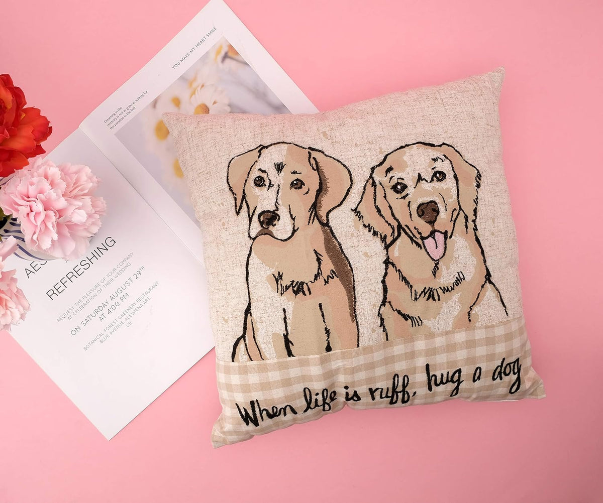 Comfy Hour Doggyland Collection Square 14inch Home is Where The Dog is Sofa Throw Pillow, Polyester