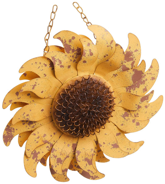 K&K Interiors 16311A 10 Inch Distressed Golden Yellow Metal Sunflower Arrow Replacement, 13" Dia. x 2.25" D