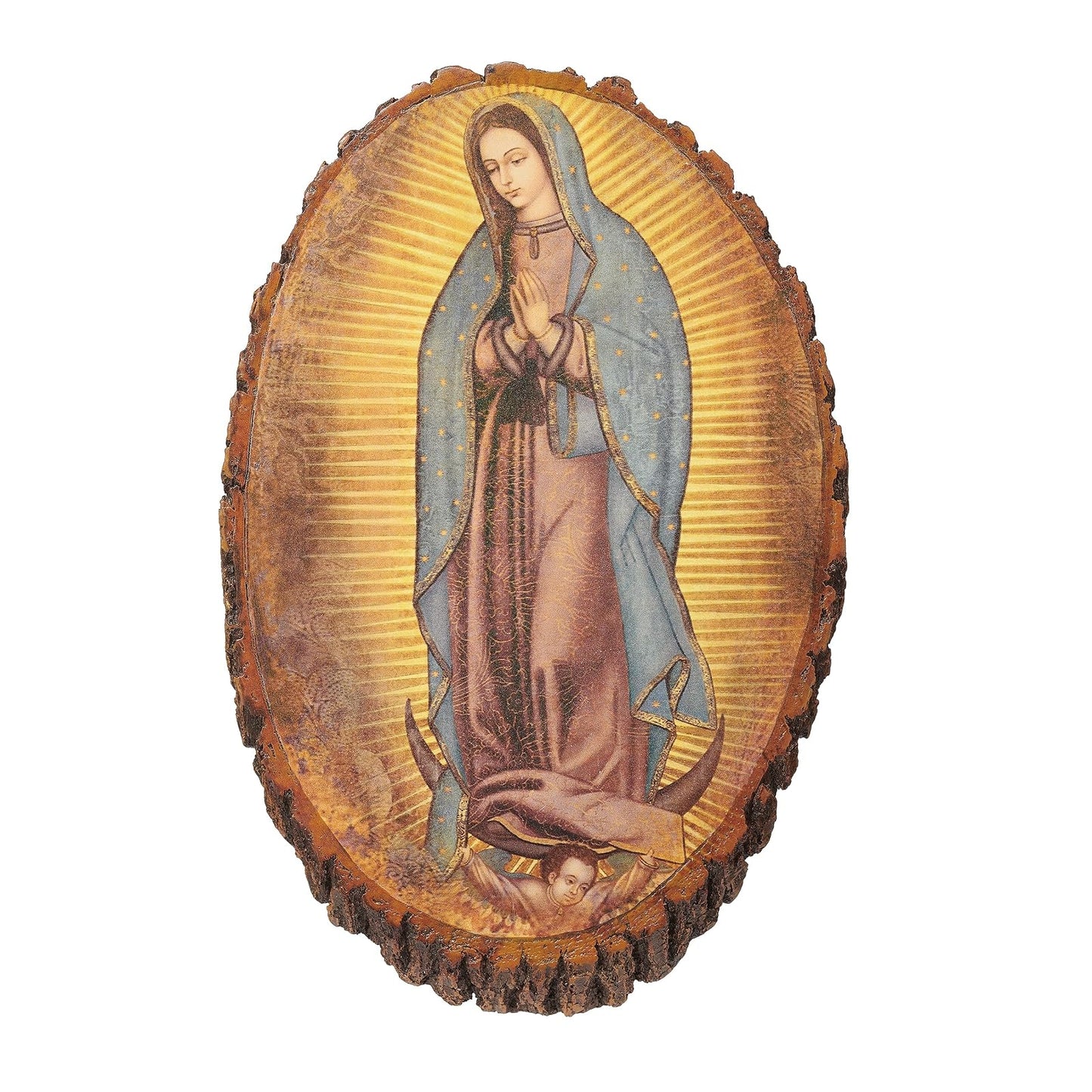 Roman Joseph's Studio Our Lady of Guadalupe Wood Decorative Plaque, 12.25-inch Height, Polyresin, Religious Decoration