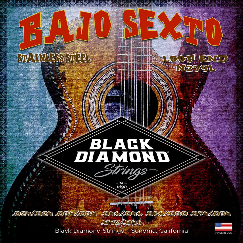 Black Diamond Strings® N279L Bajo Sexto Stainless (Loop) 024/.024 | .034/.034 | .046/.046 | .030/.056 | .074/.034 | 092 .046