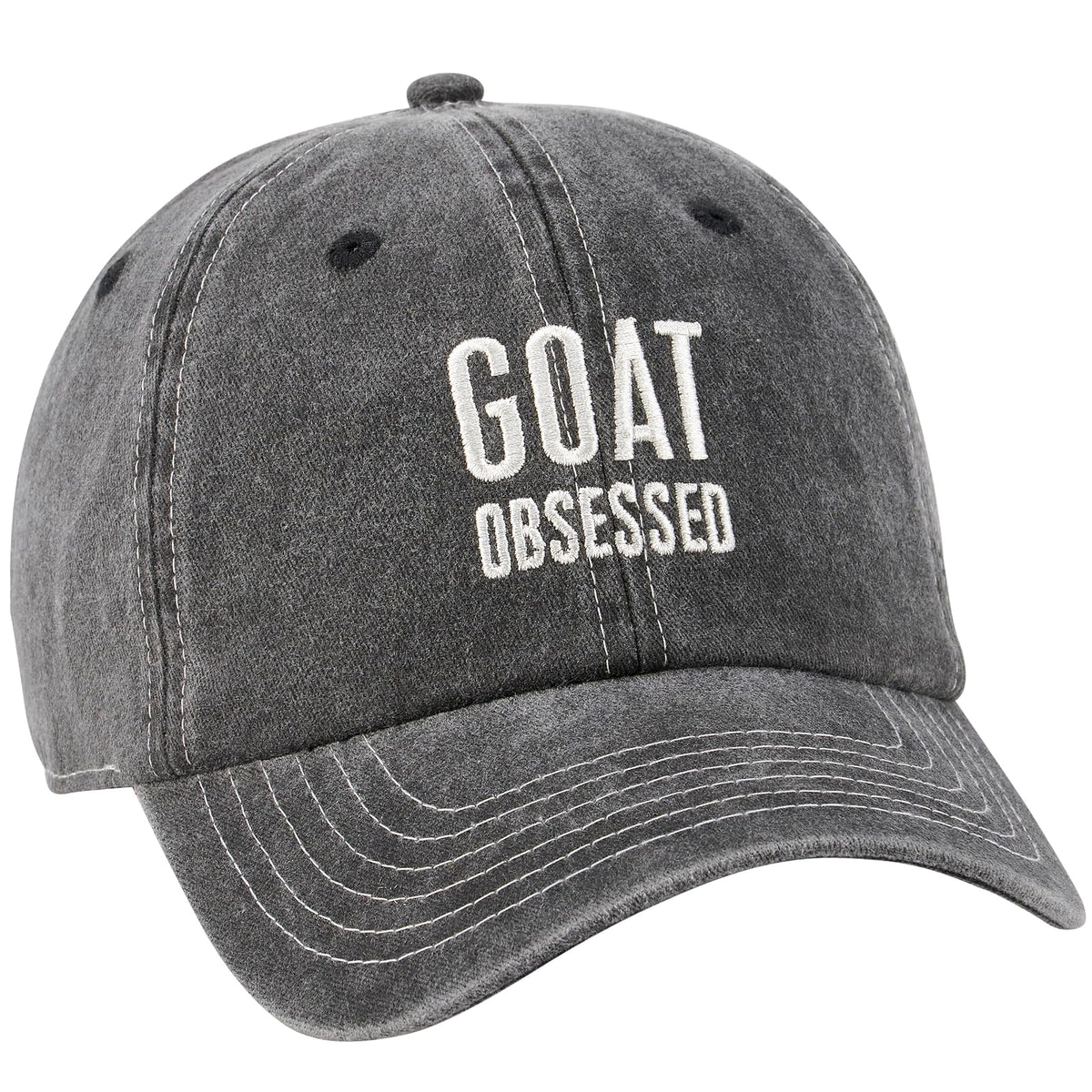 Primitives by Kathy Hat, Stonewashed Black, Baseball Cap - Goat Obsessed