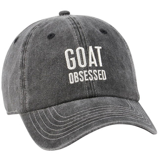 Primitives by Kathy Hat, Stonewashed Black, Baseball Cap - Goat Obsessed