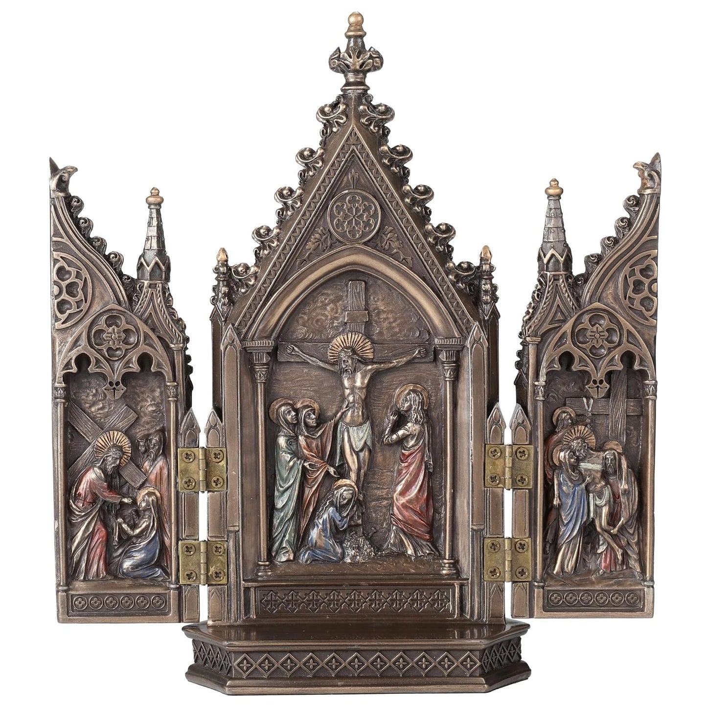 Unicorn Studio 8.13 Inch Calvary Triptych Cold Cast Decorative Figurine, Bronze Color