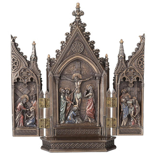Unicorn Studio 8.13 Inch Calvary Triptych Cold Cast Decorative Figurine, Bronze Color