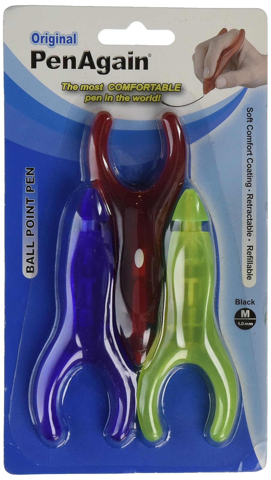 Baumgartens PenAgain 3 Pack Pens RED BLUE GREEN or NEON GREEN (00063)