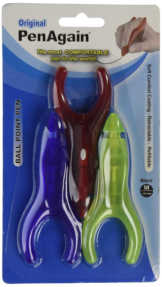 Baumgartens PenAgain 3 Pack Pens RED BLUE GREEN or NEON GREEN (00063)