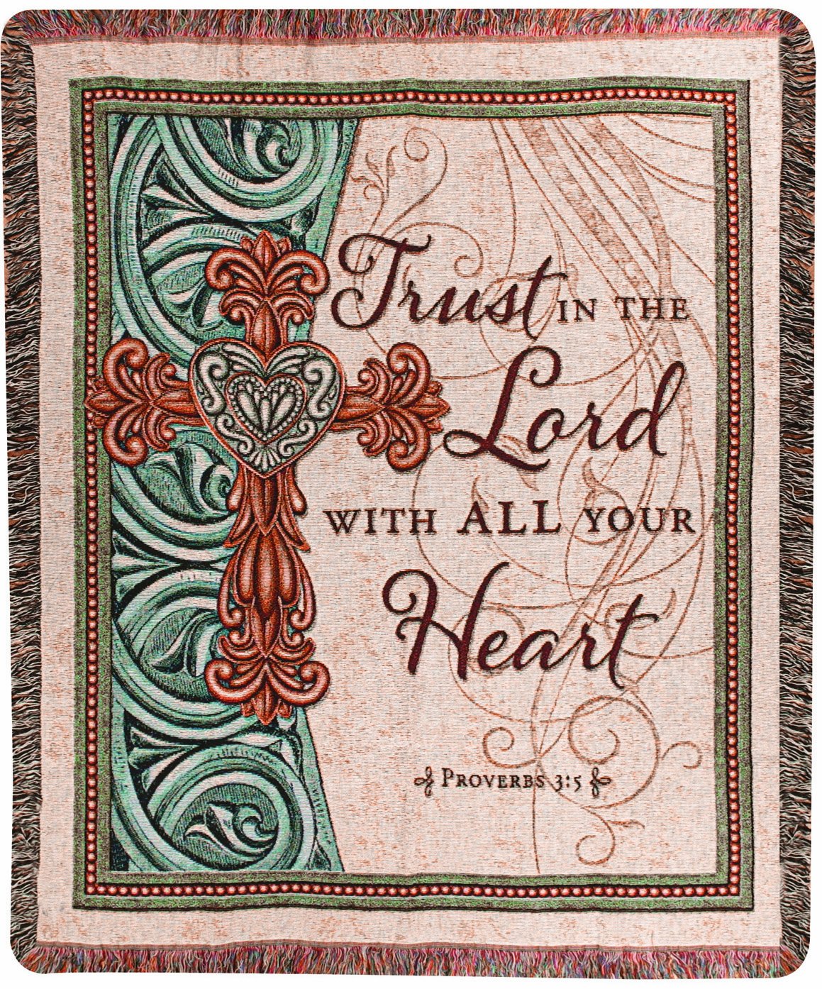 Manual Inspirational Collection 50 x 60-Inch Tapestry Throw with Verse, Trust in the Lord,