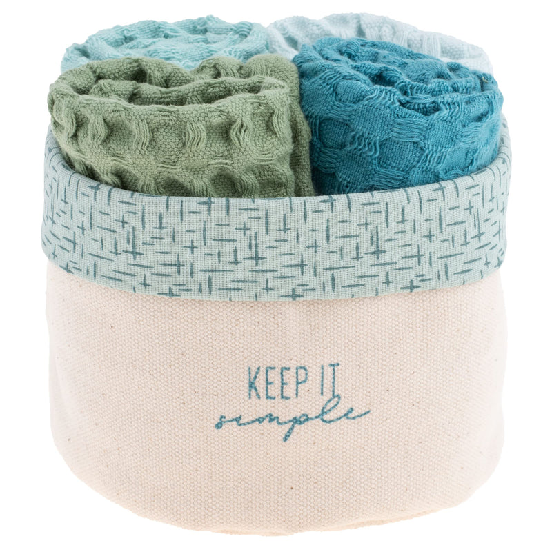 Karma Waffle Weave Dishcloth Set/Holder Simple