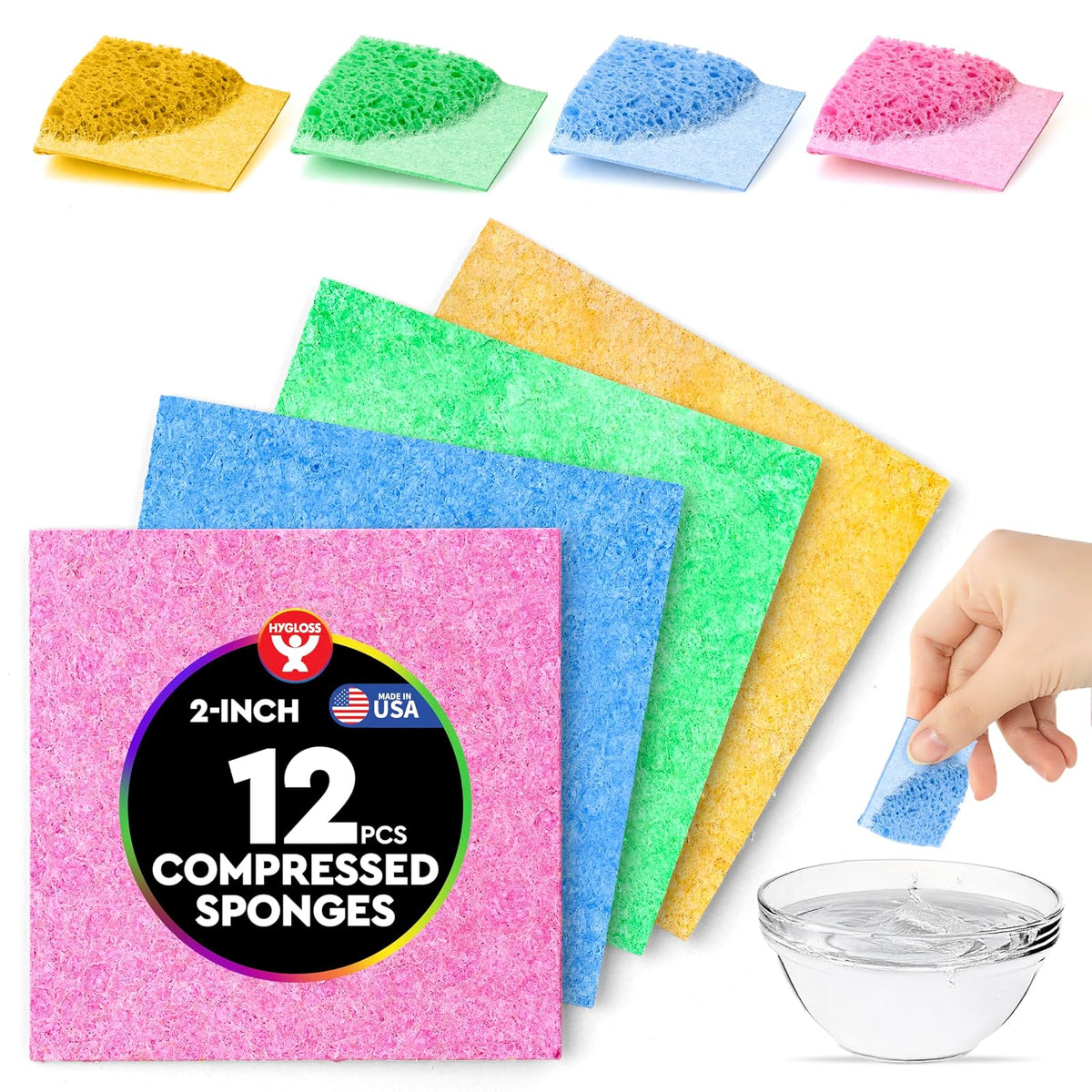 Hygloss Utility Sponge, 12 Pcs, Mix Colors