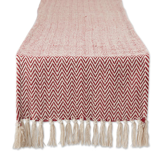 DII Design Woven Basic Tabletop Collection, Chevron Table Runner, 15x72, Barn Red