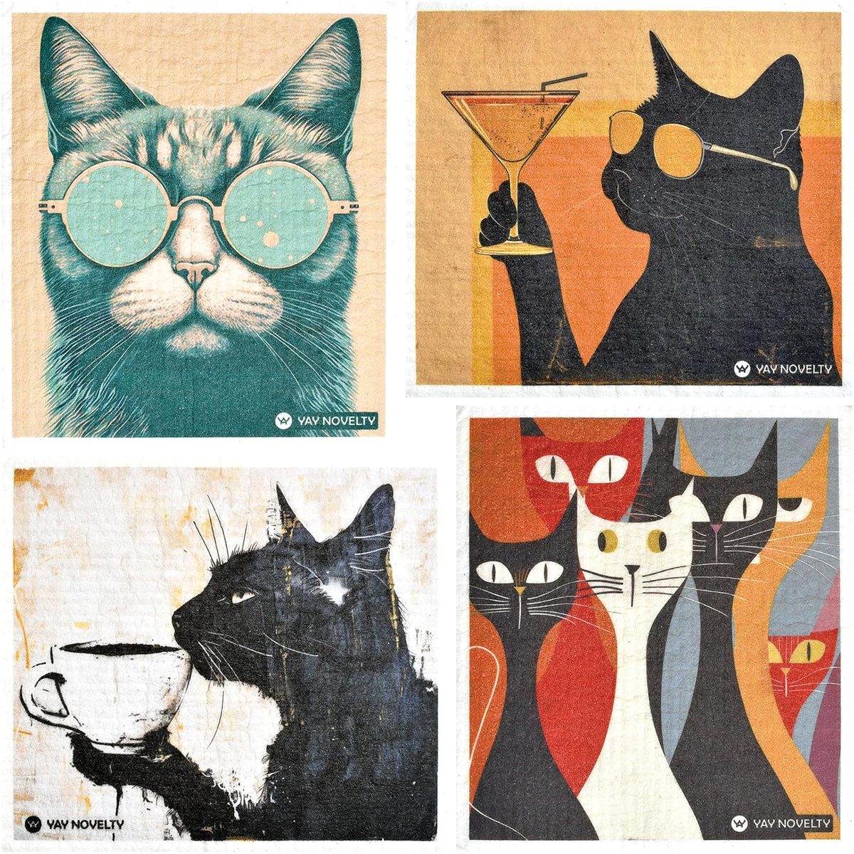 YAY NOVELTY Towel, 6.7 inches x 7.6 inches, Cool Cat