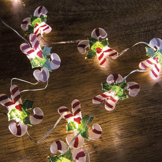 Primitives by Kathy Miniature Battery Operated Wire Light Strand 5' Long (Candy Canes)