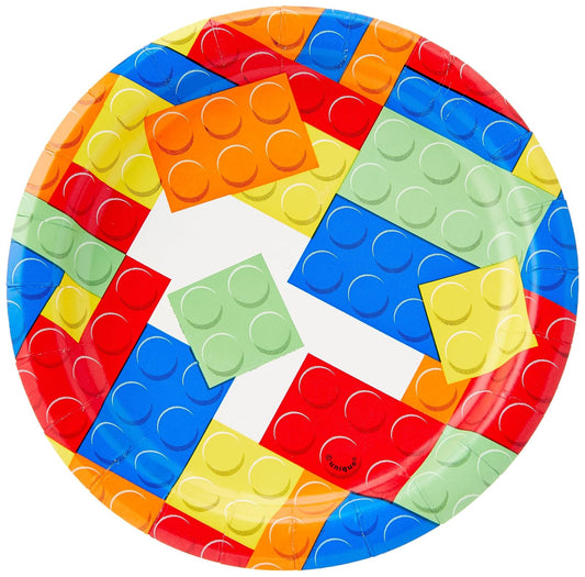 Unique Industries Building Blocks Birthday Dessert Plates, 8ct